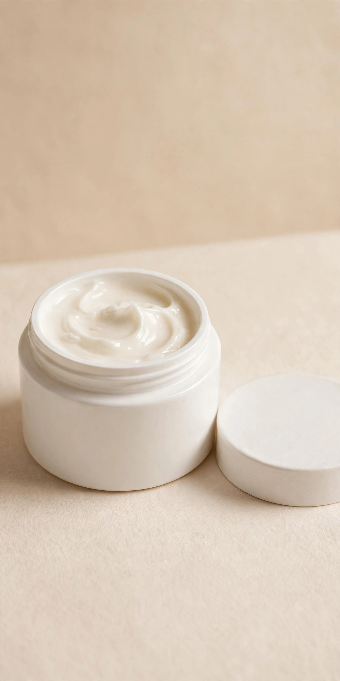 Classic white ceramic jar of rich glycerin face cream