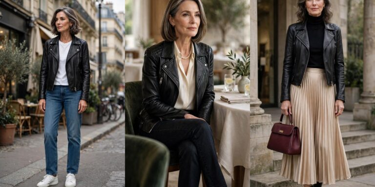 Biker Chic Outfits for Women Over 50: 12 Tough-Meets-Elegant Looks outfit ideas collage