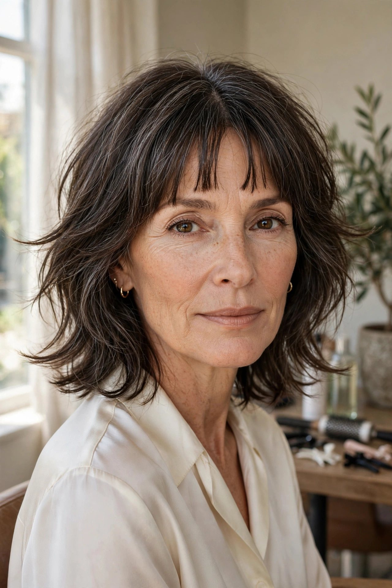 Micro-curtain fringe choppy shag