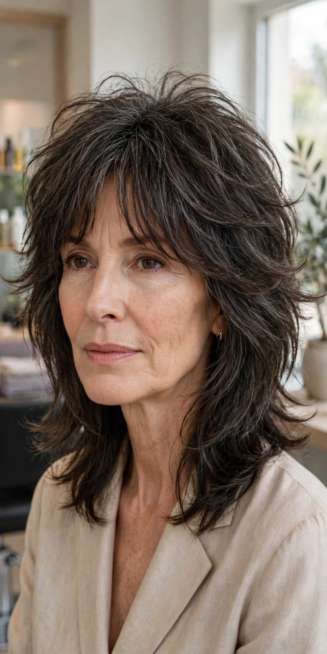 Weight-removed choppy shag for thick hair