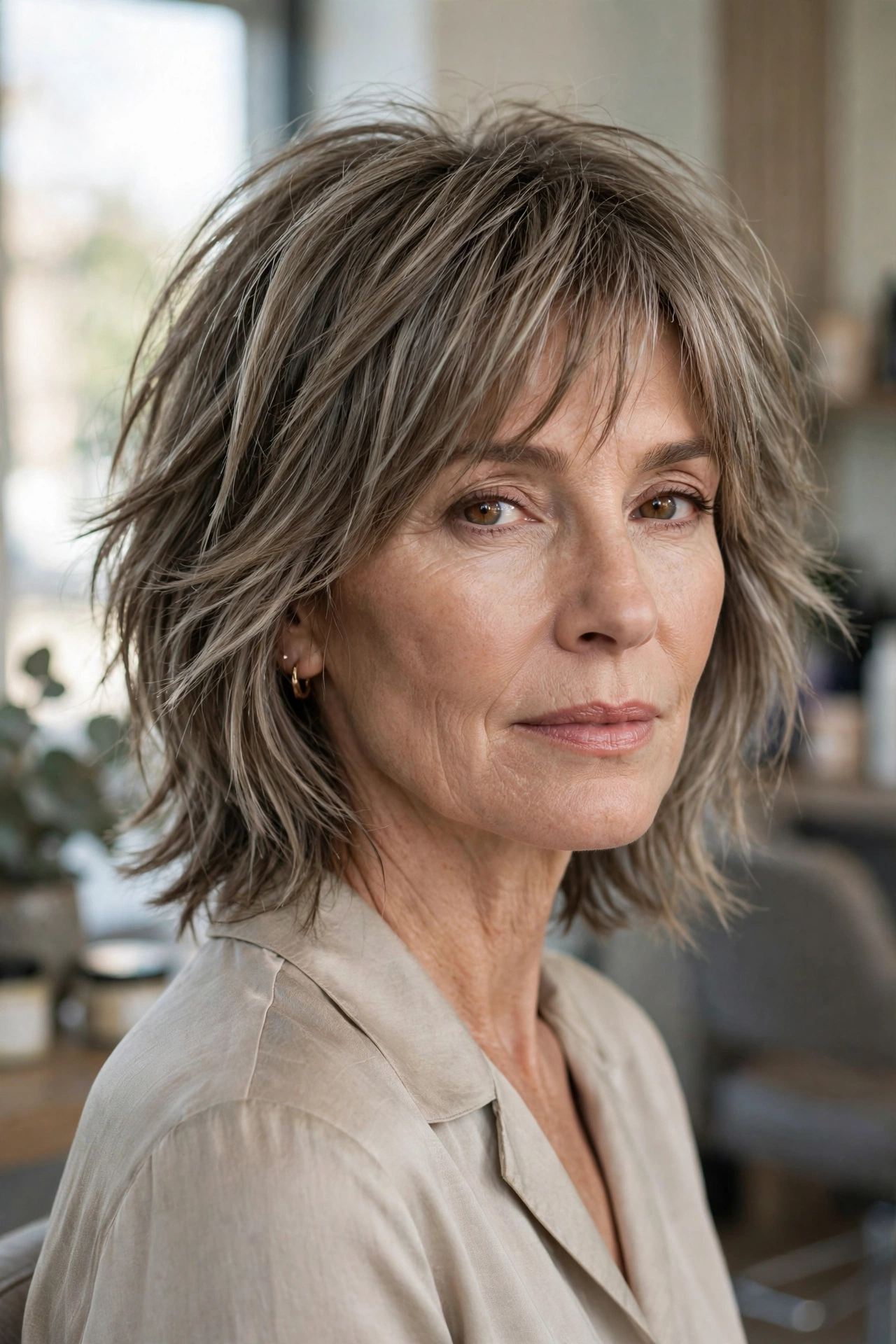 Razor shag with wispy brow fringe