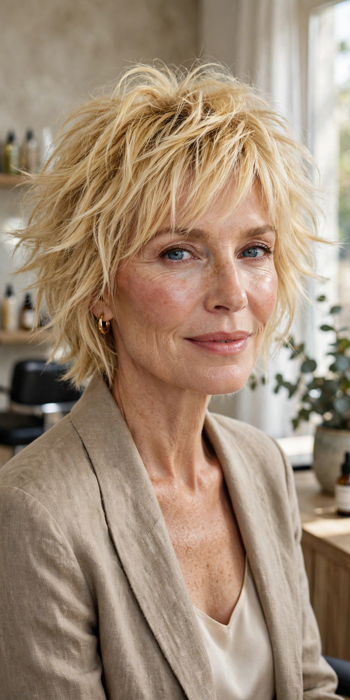 Bright-blonde choppy shag
