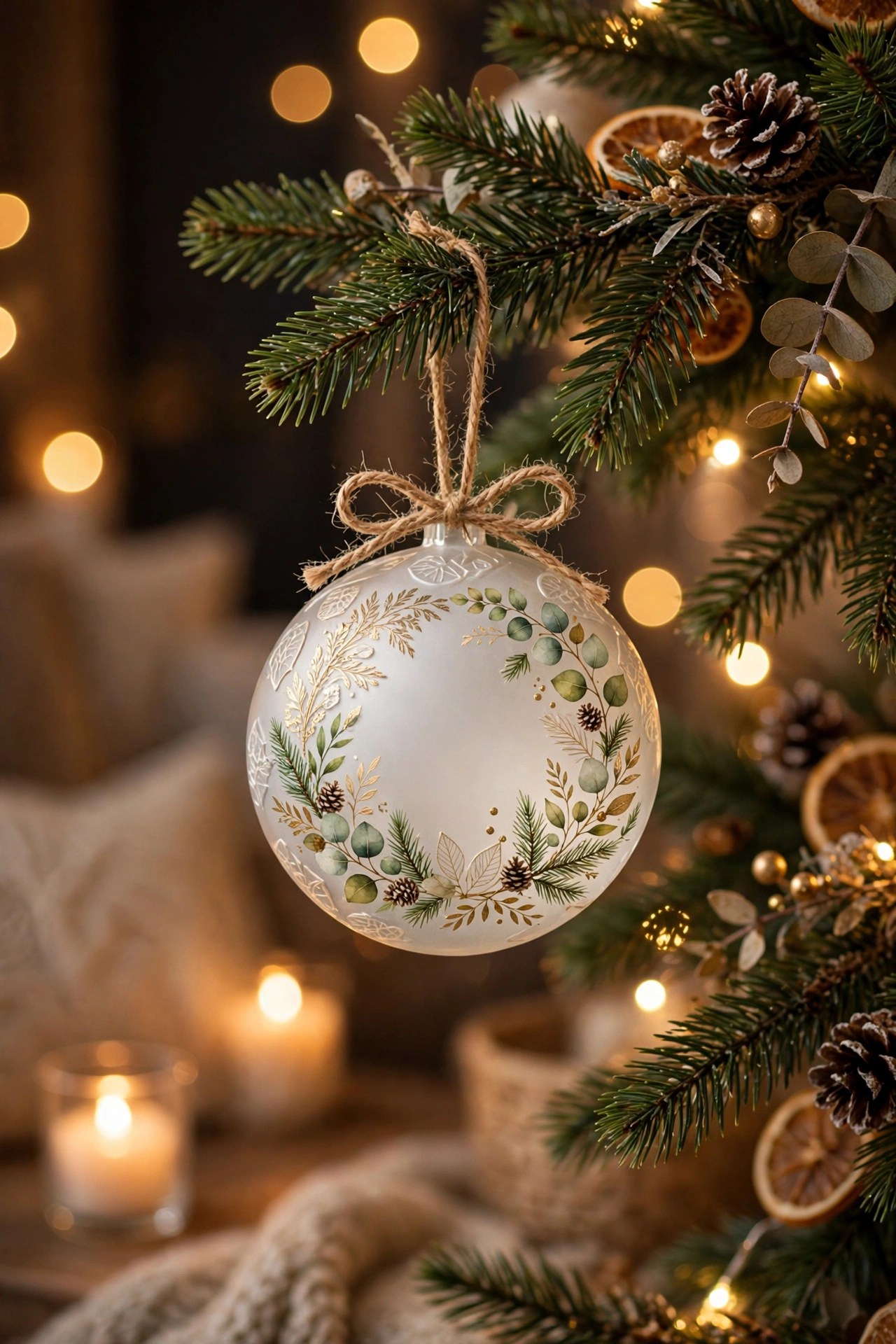 Personalized Christmas ornament with family names, festive keepsake gift for her
