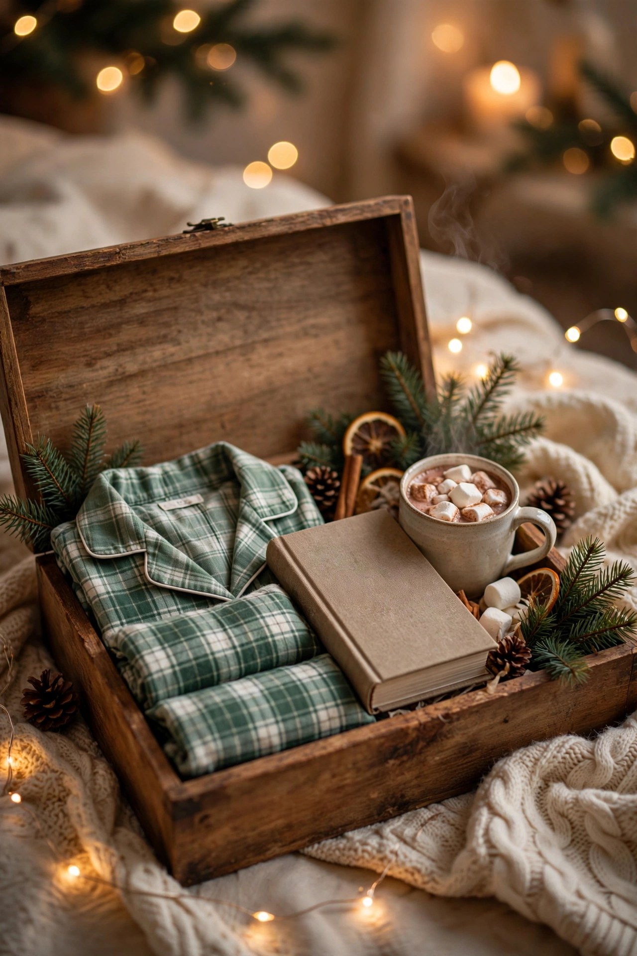 Christmas Eve box with pajamas book and cocoa, festive tradition gift for her