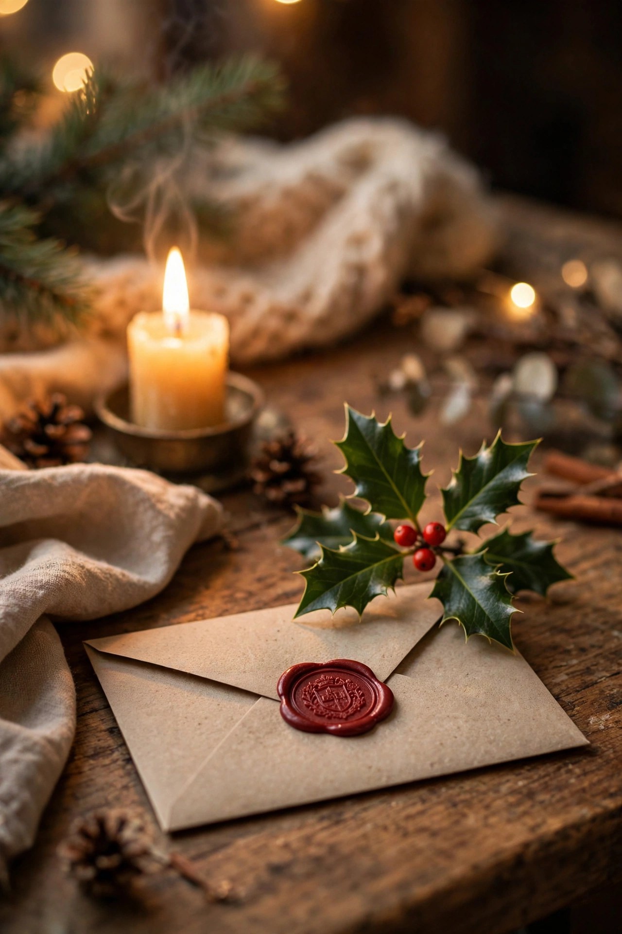 Sealed letter with wax stamp for next Christmas, heartfelt holiday tradition gift