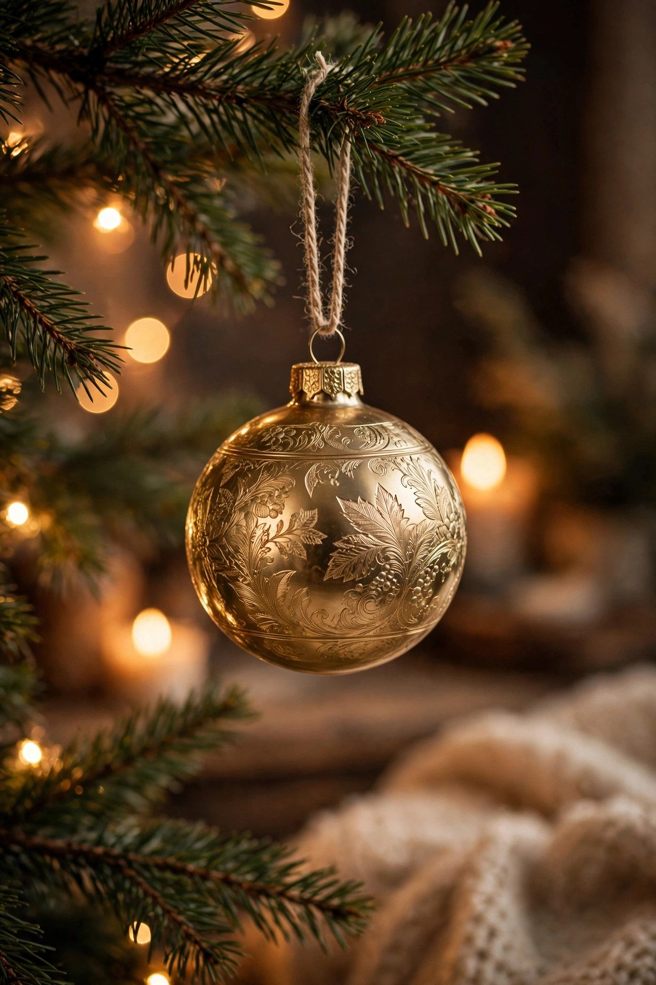 Engraved Christmas bauble with family name and year, personalized holiday keepsake
