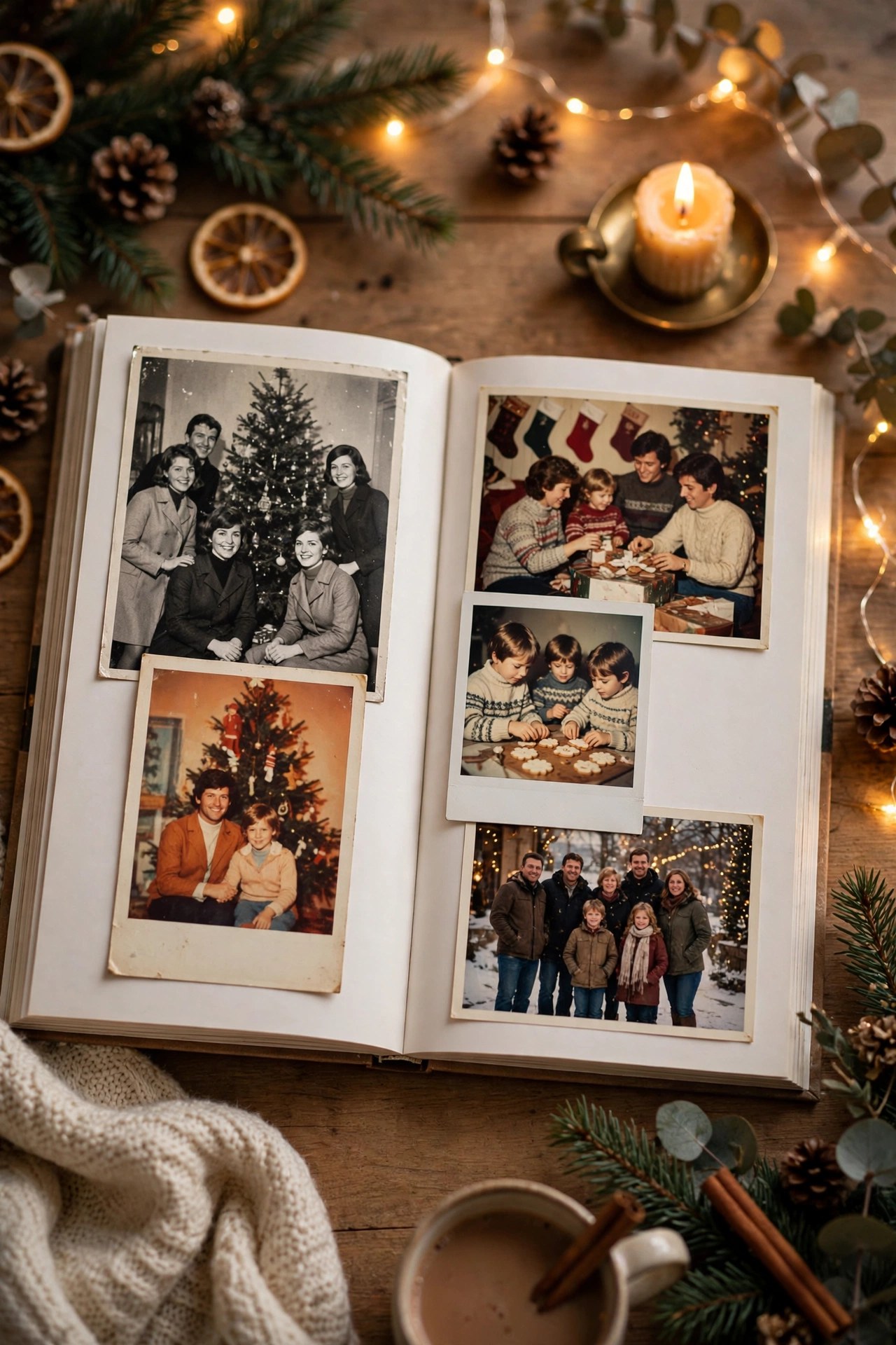 Photo book of family Christmases through the generations, nostalgic holiday gift