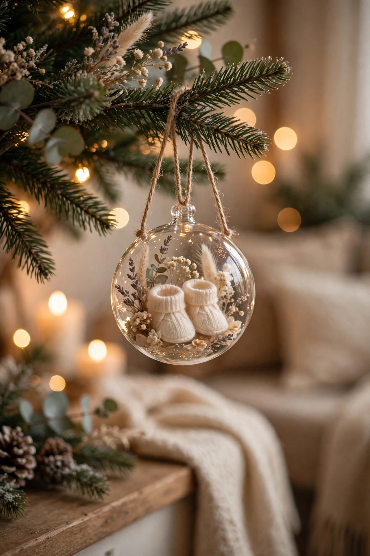 Baby first Christmas ornament with date, precious family keepsake gift