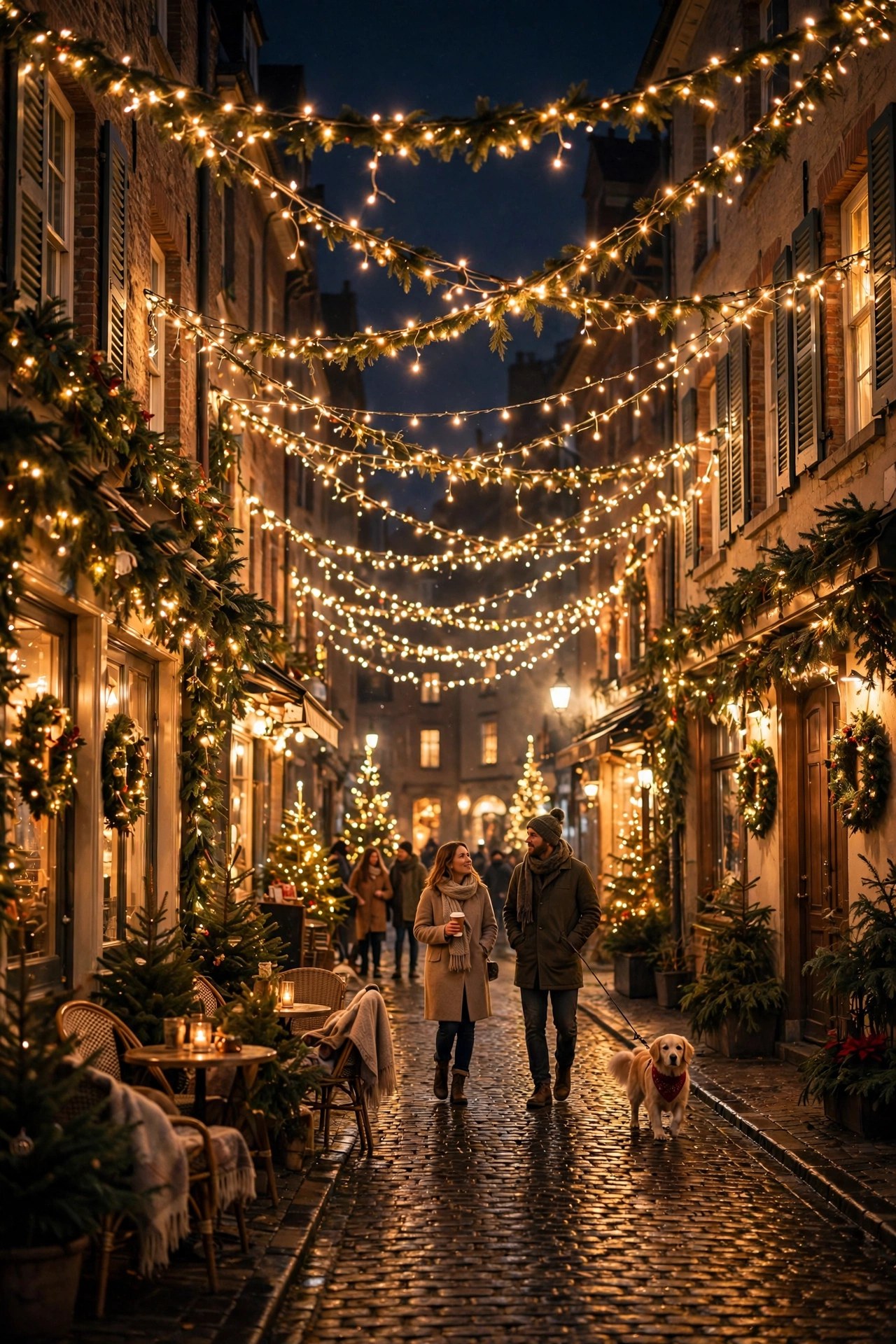 Car driving past spectacular Christmas light displays at night, festive lights tour gift