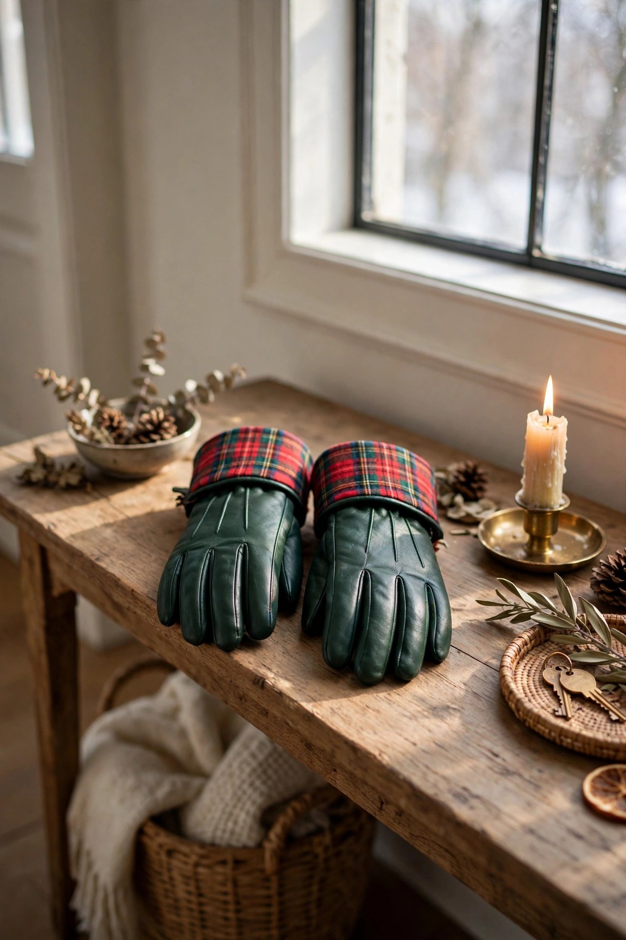 Elegant touchscreen winter gloves with festive lining, practical Christmas gift for her