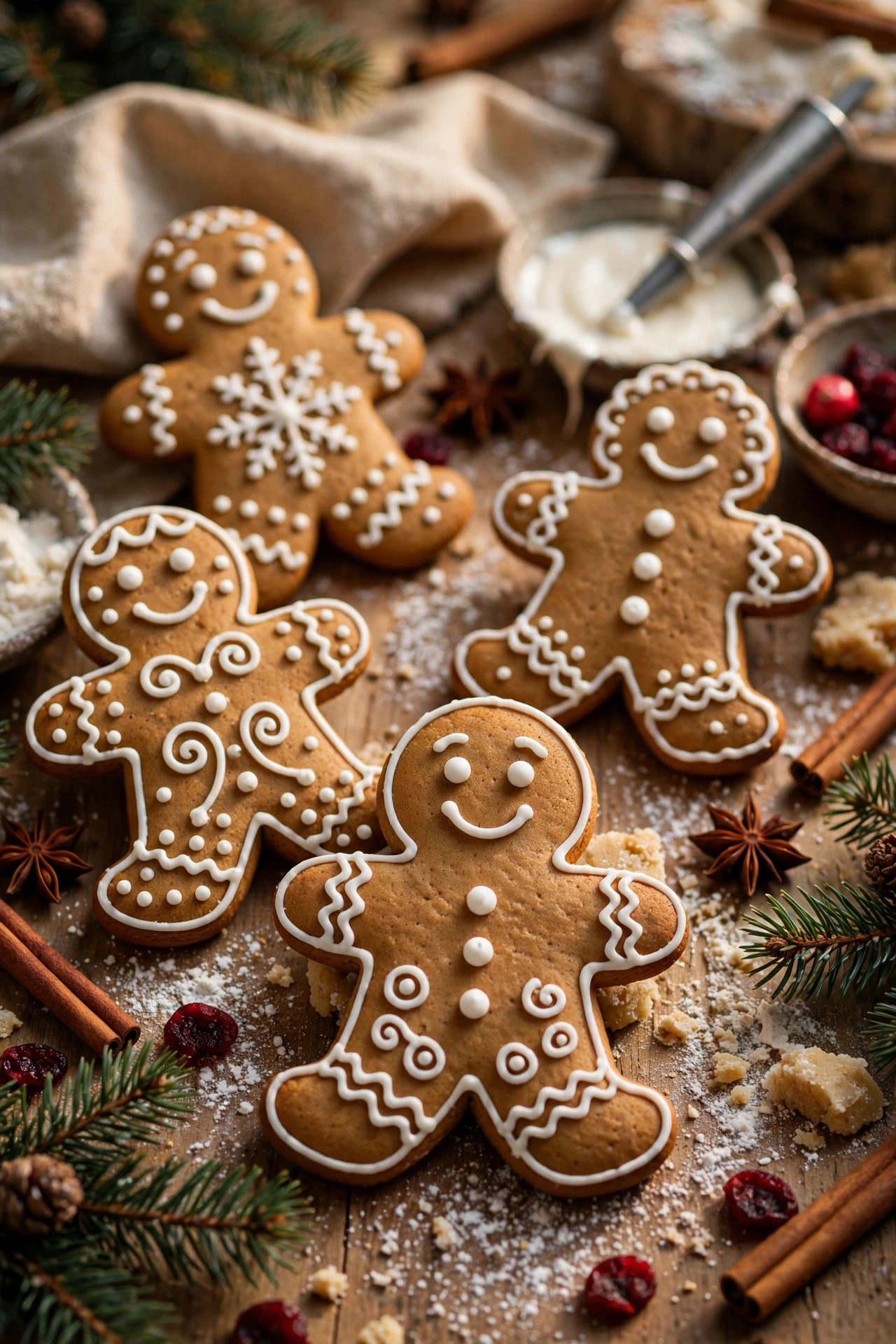 Decorated gingerbread men Christmas cookies
