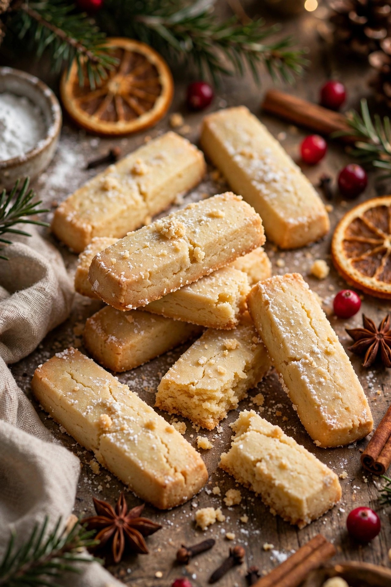 Buttery shortbread finger Christmas cookies