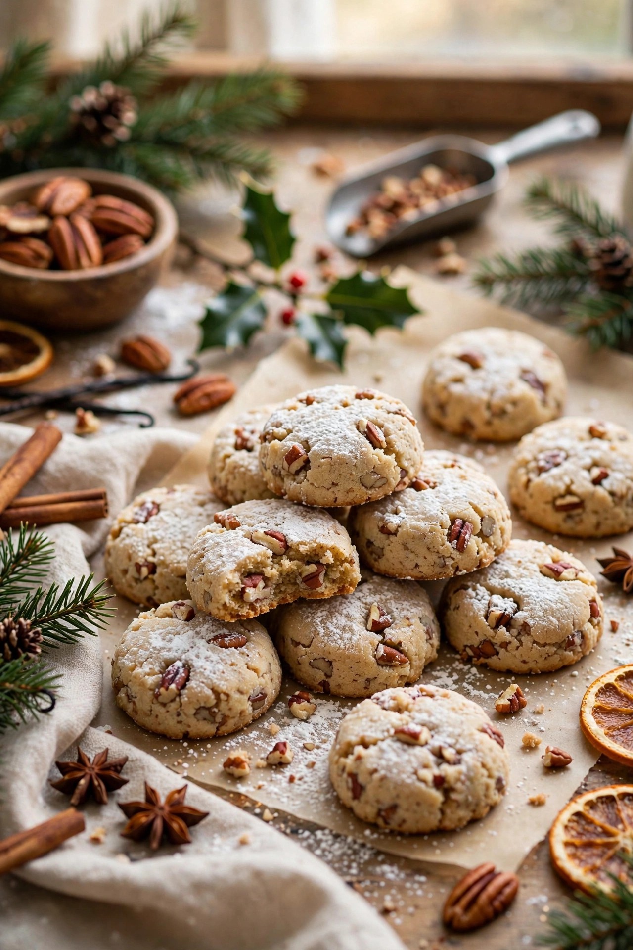 Pecan sandie Christmas cookies