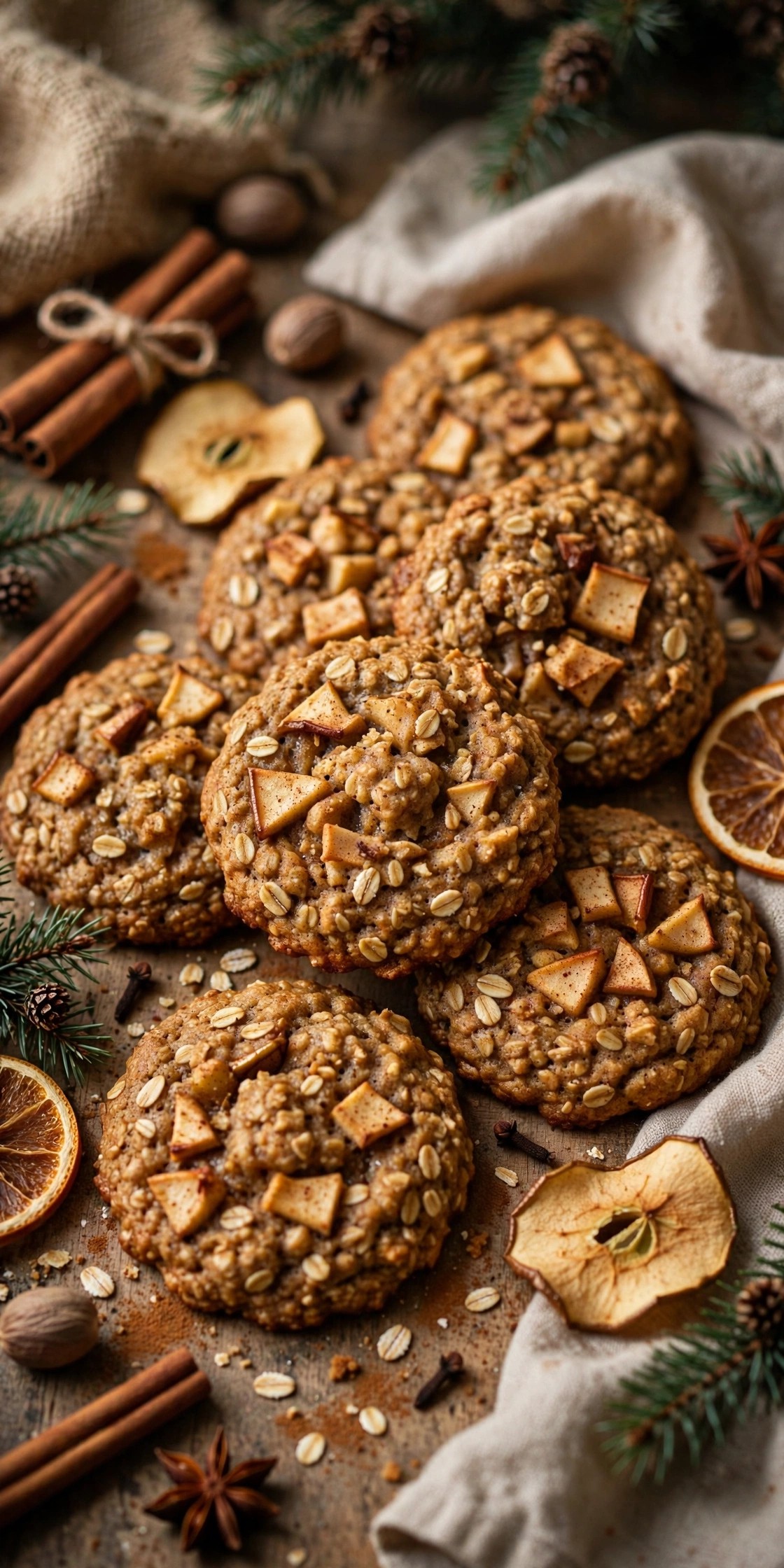 Spiced apple oatmeal Christmas cookies
