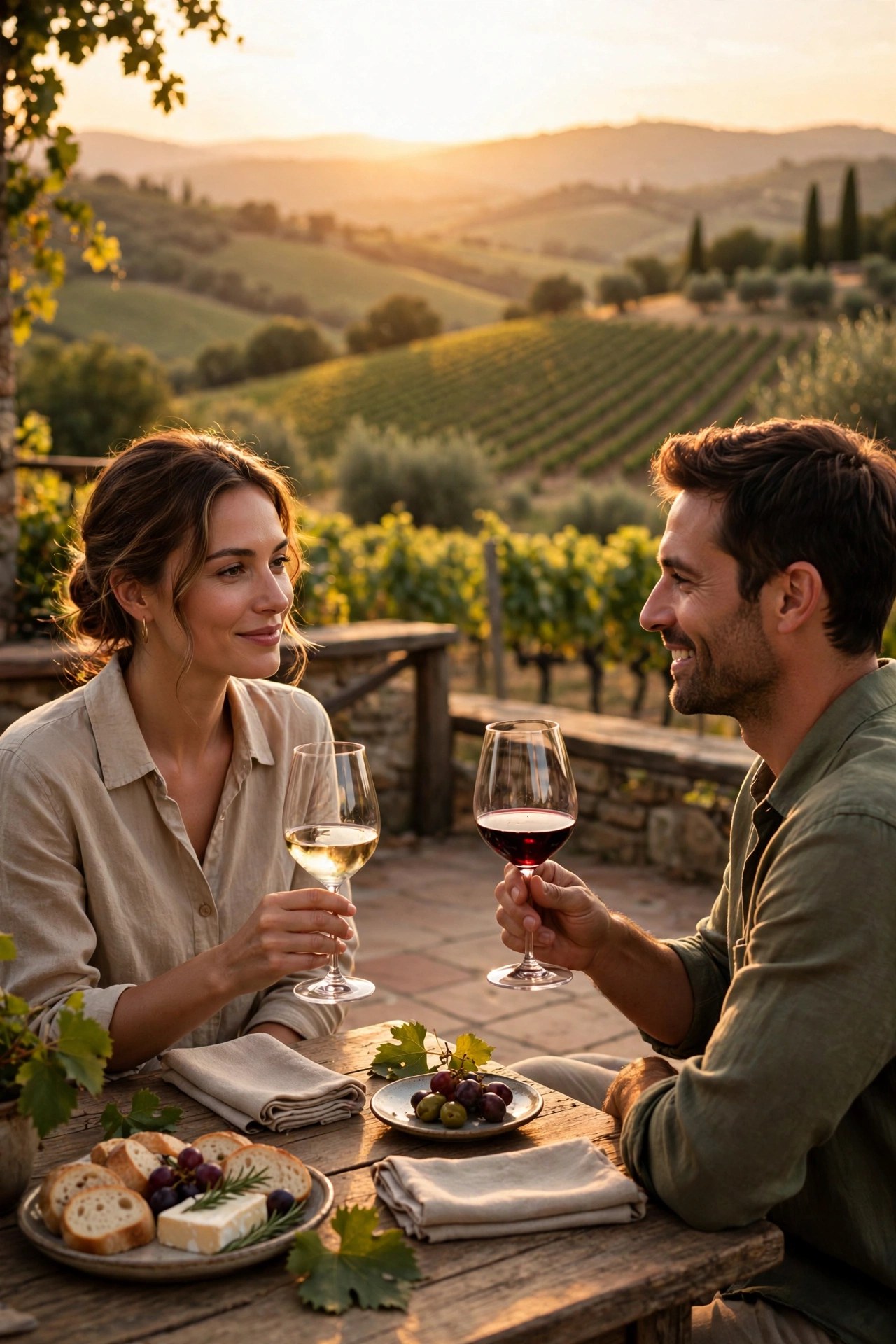 Wine tasting at a vineyard with rolling hills, experience gift for women over 60