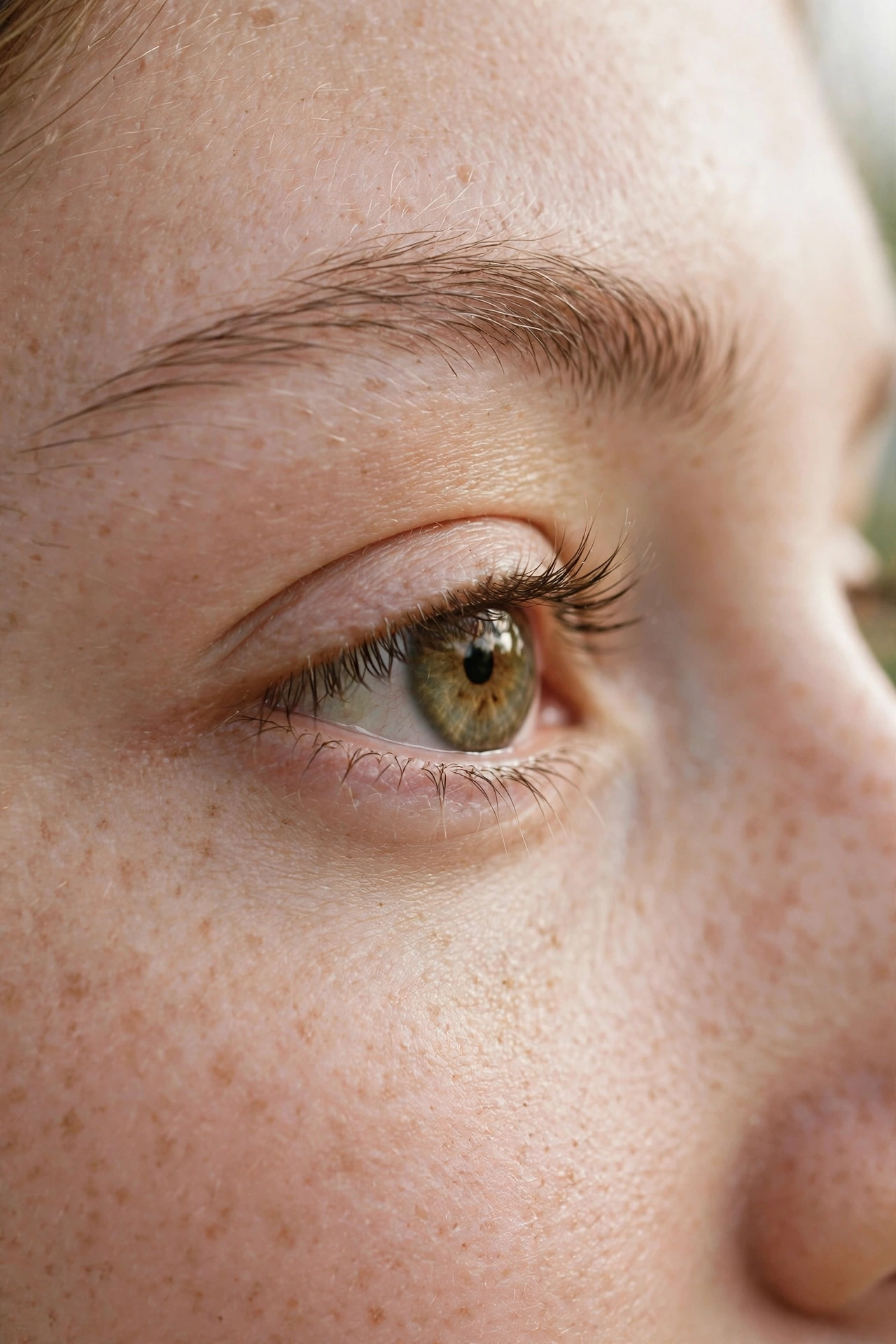 Elegant close-up of a woman's clean natural eyelashes