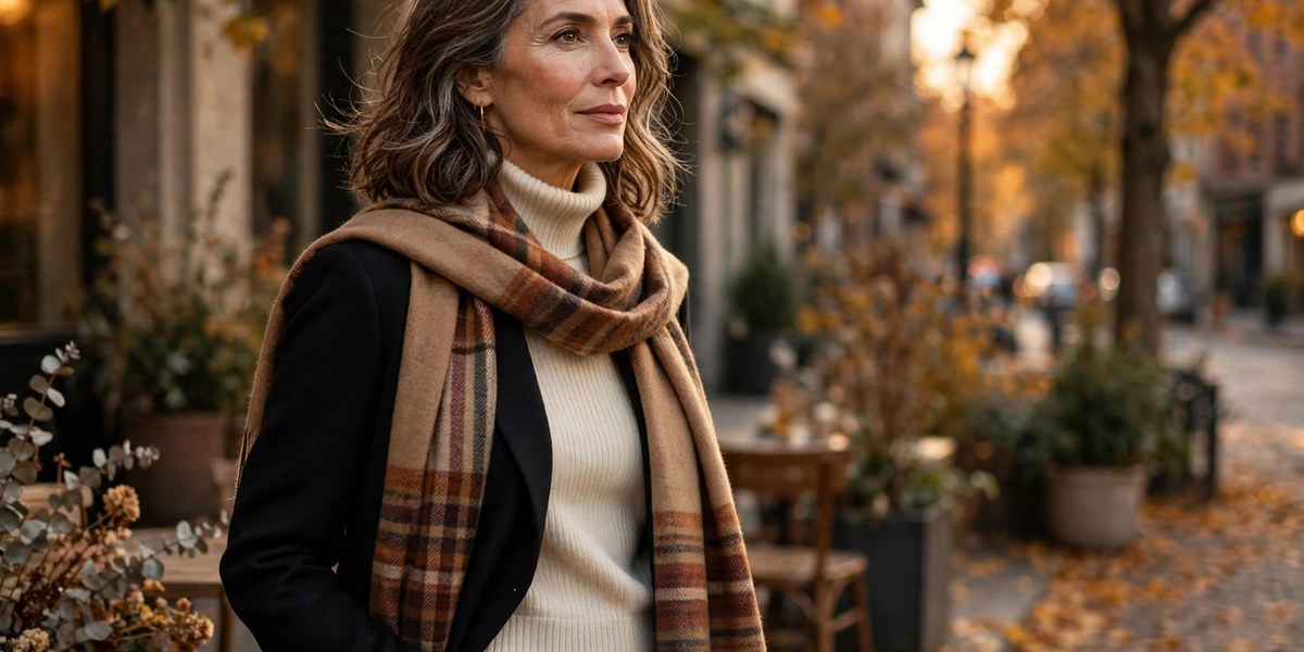 Fall layering outfits for women over 50: chic blazer layered look