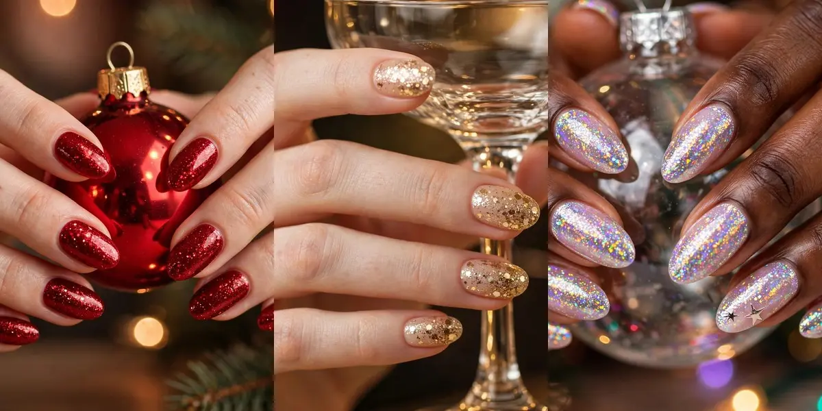 18 Glittery Christmas Nail Ideas That Sparkle All Season