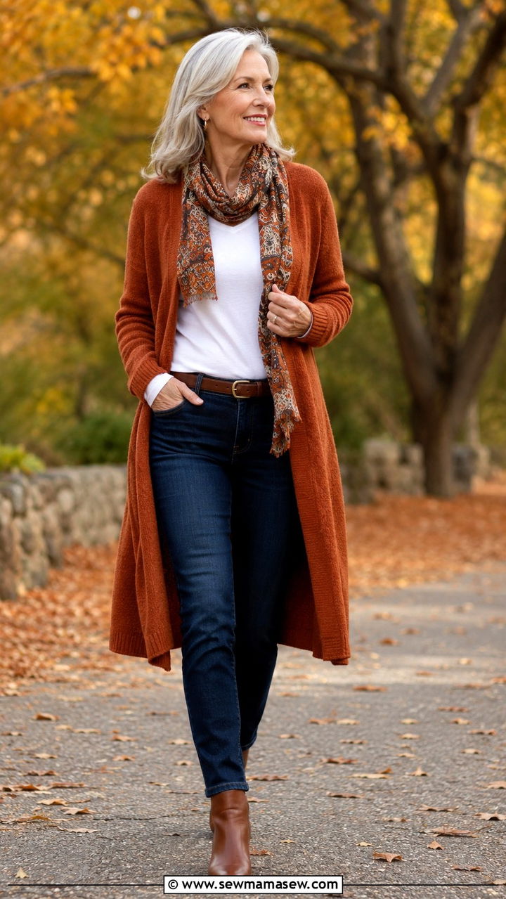 Cozy cable cardigan fall layers for outdoor Friendsgiving