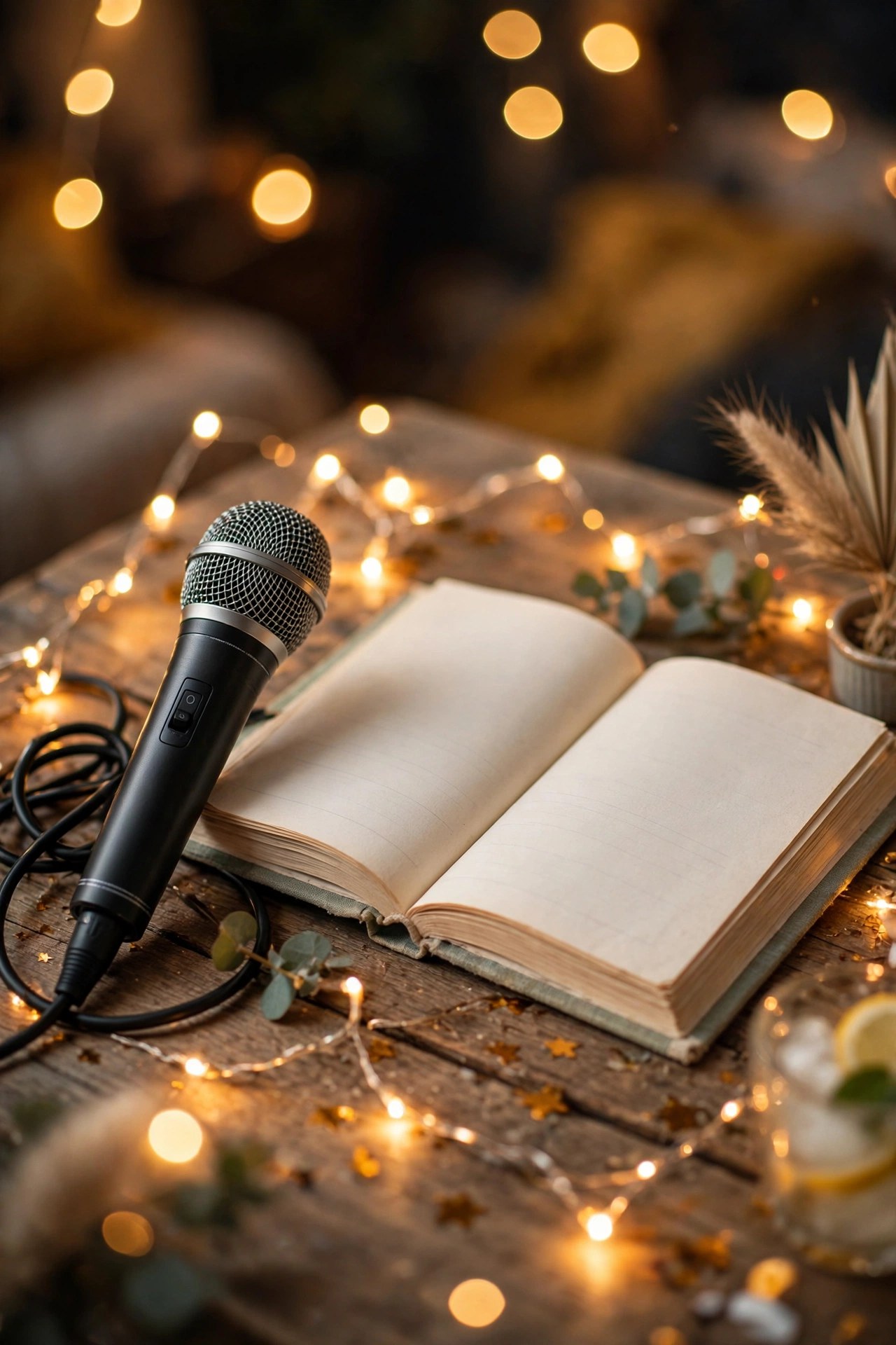 Karaoke microphone and songbook with fairy lights, fun karaoke gift for friends