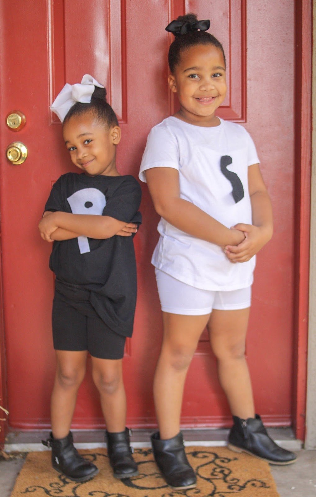 Salt and pepper shaker duo halloween costume black and white
