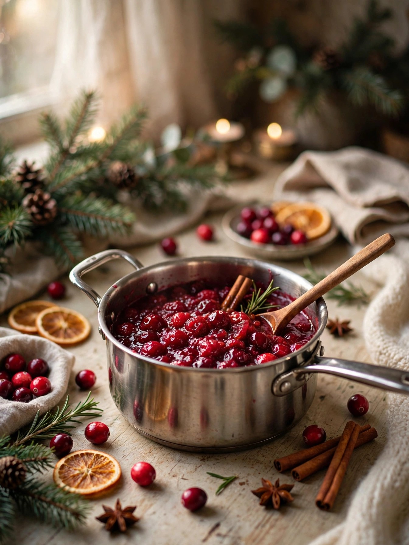 Homemade cranberry sauce made two days before Christmas dinner