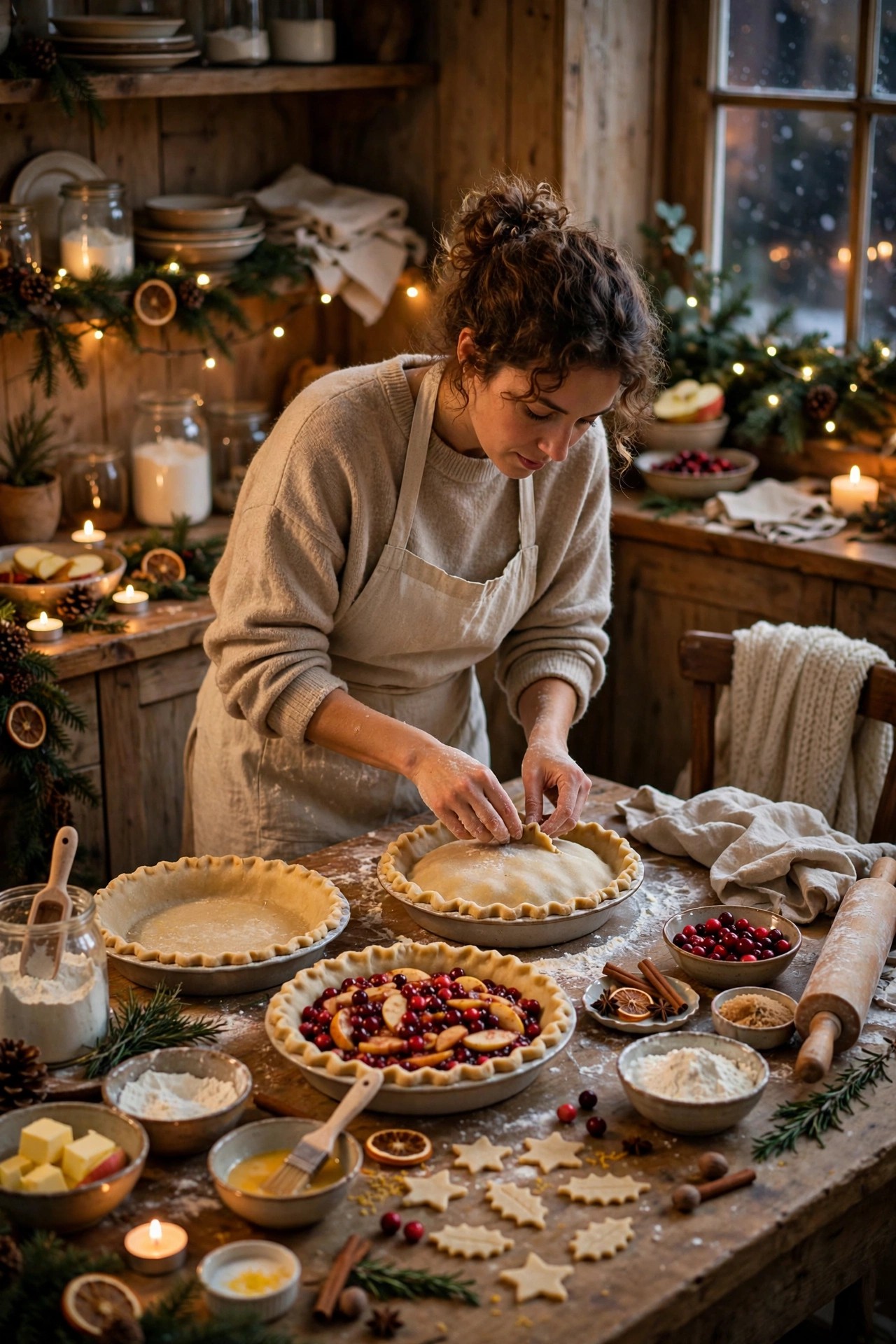 Baking Christmas pies the day before the dinner
