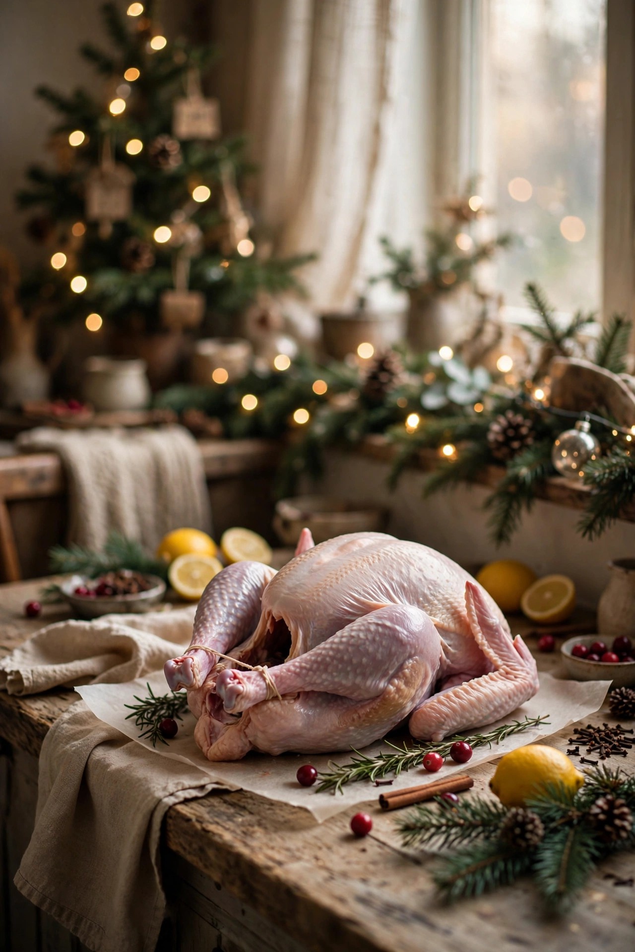 Taking the brined turkey out of fridge on Christmas morning