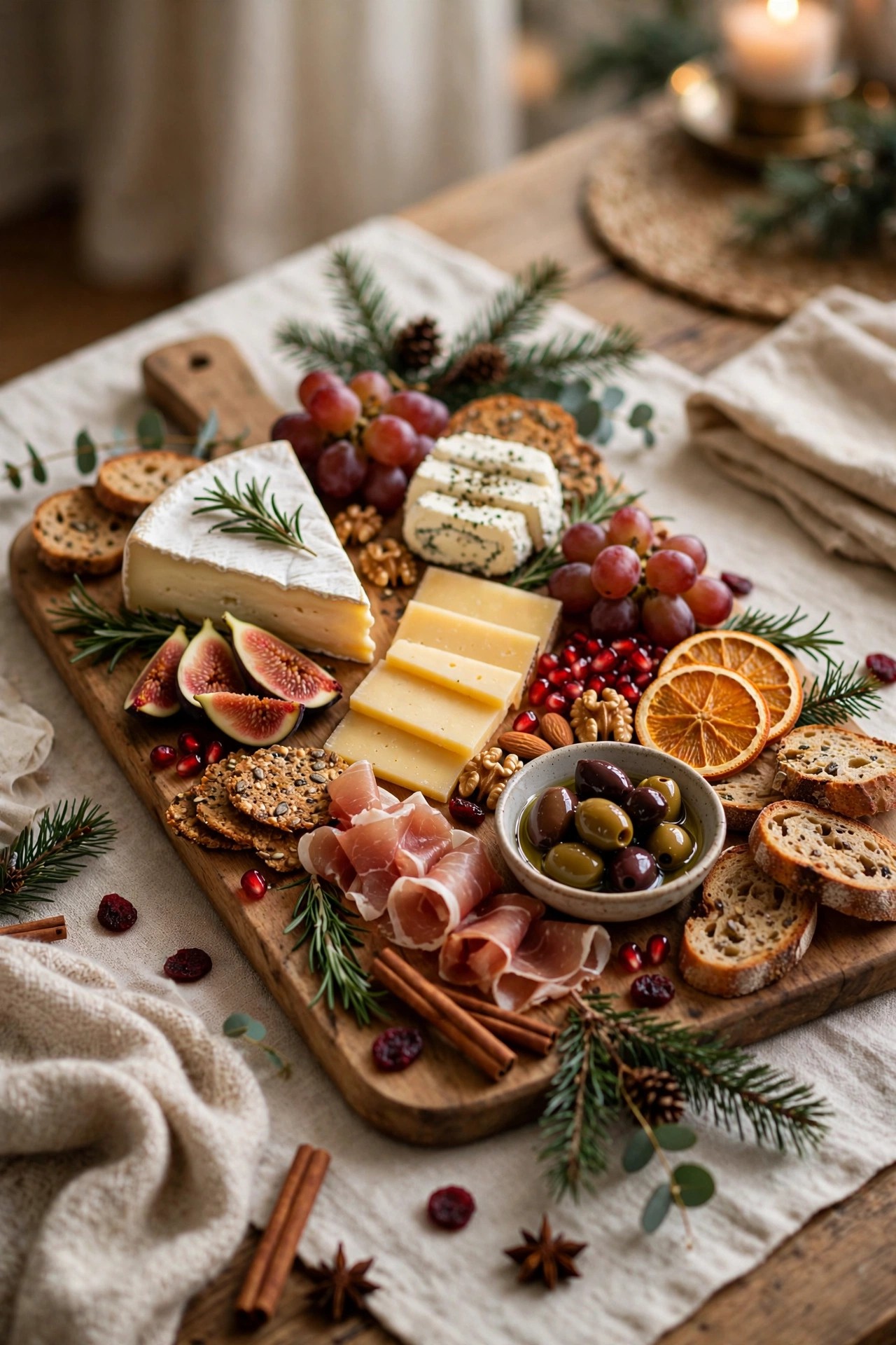 Setting out appetizers plan for Christmas dinner guests arrival