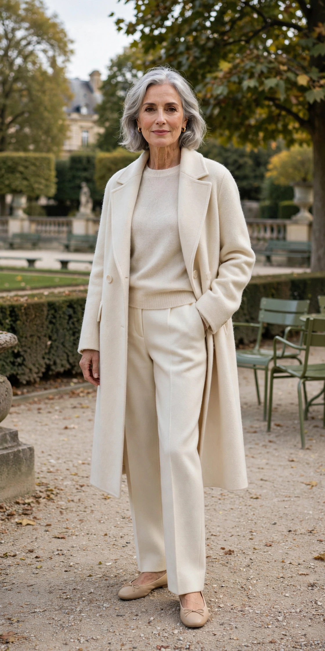 Elegant Parisian woman over 60 demonstrating style rule 5