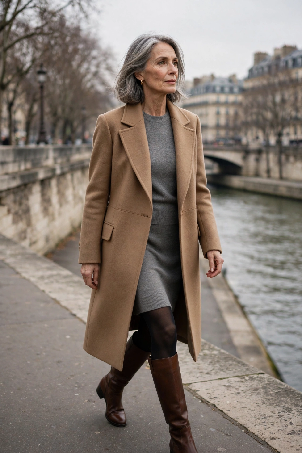 Elegant Parisian woman over 60 demonstrating style rule 8