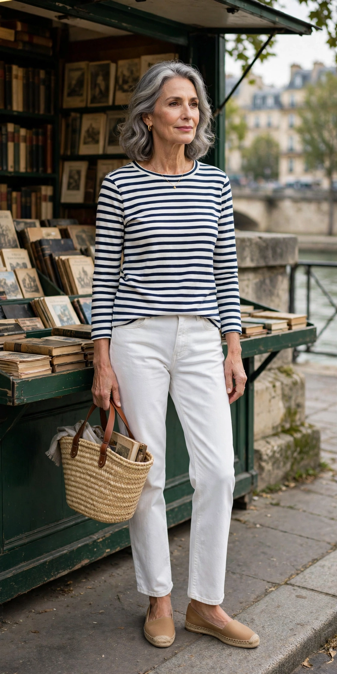 Elegant Parisian woman over 60 demonstrating style rule 9