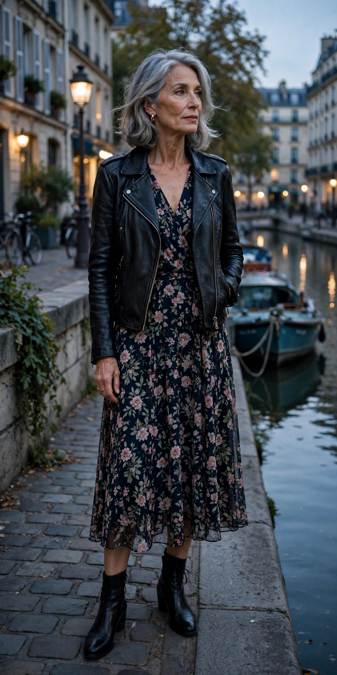 Elegant Parisian woman over 60 demonstrating style rule 19