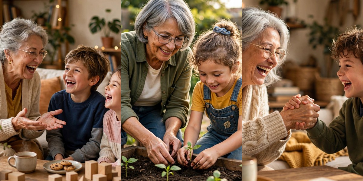 How to be a fun grandparent - simple joyful ideas collage
