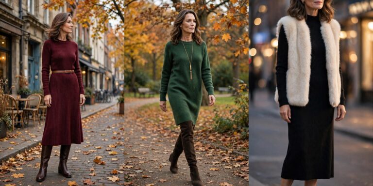 How to wear a sweater dress over 50: 10 cozy flattering formulas