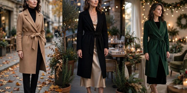 How to wear a wrap coat over 50 - 22 belted looks collage