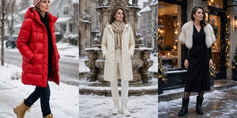 How to wear snow boots over 50 — 19 cozy-chic winter outfit ideas collage
