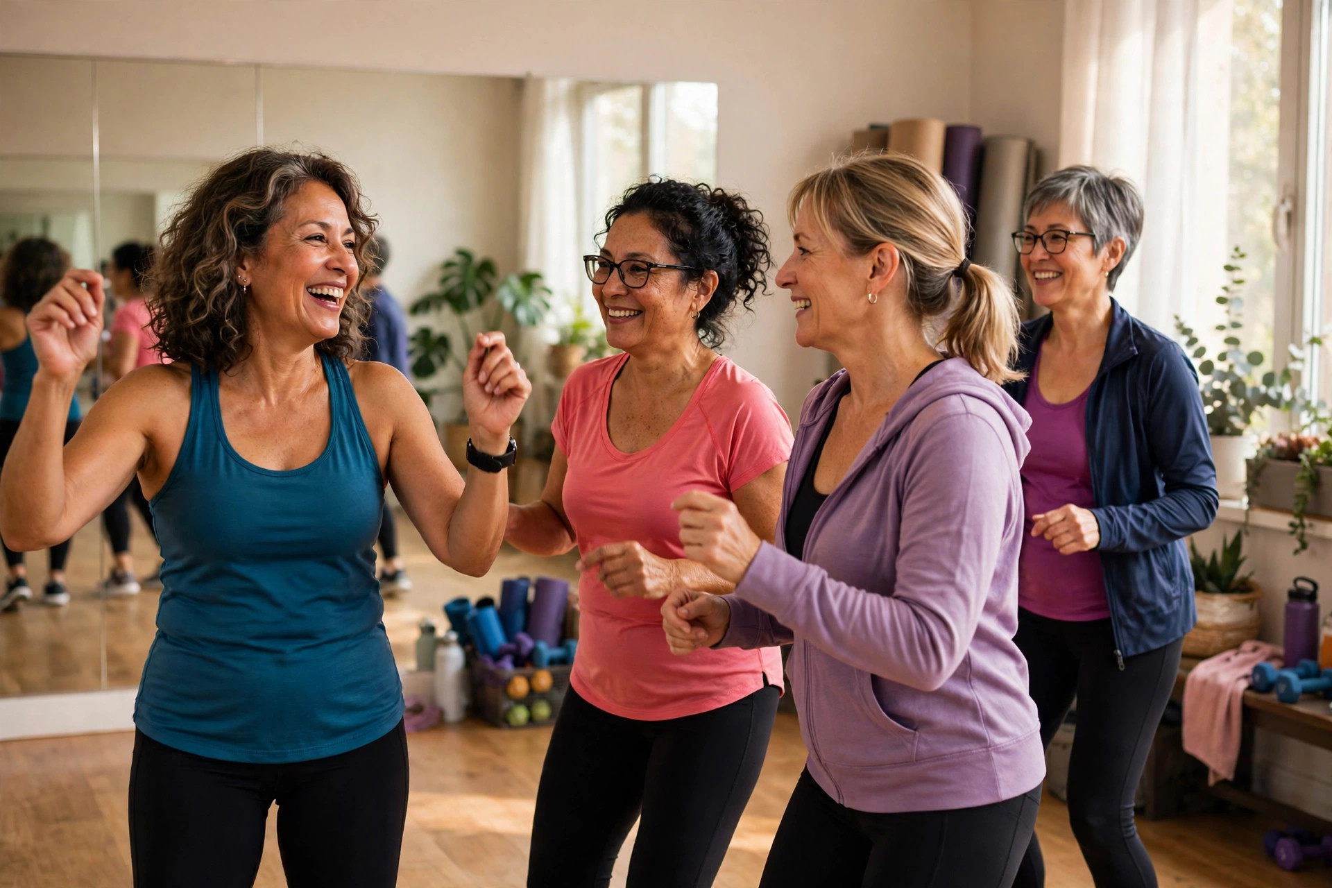 Women in their 50s in a Zumba Gold class