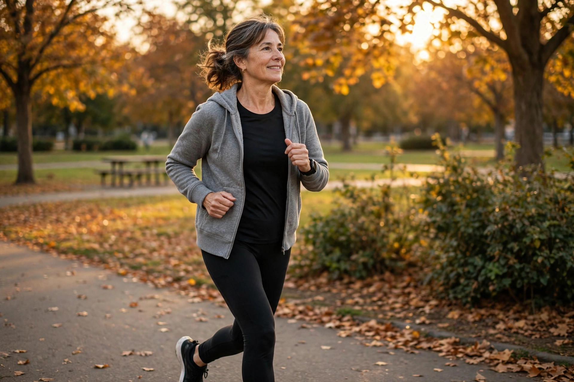Woman in her 50s doing walk-jog intervals