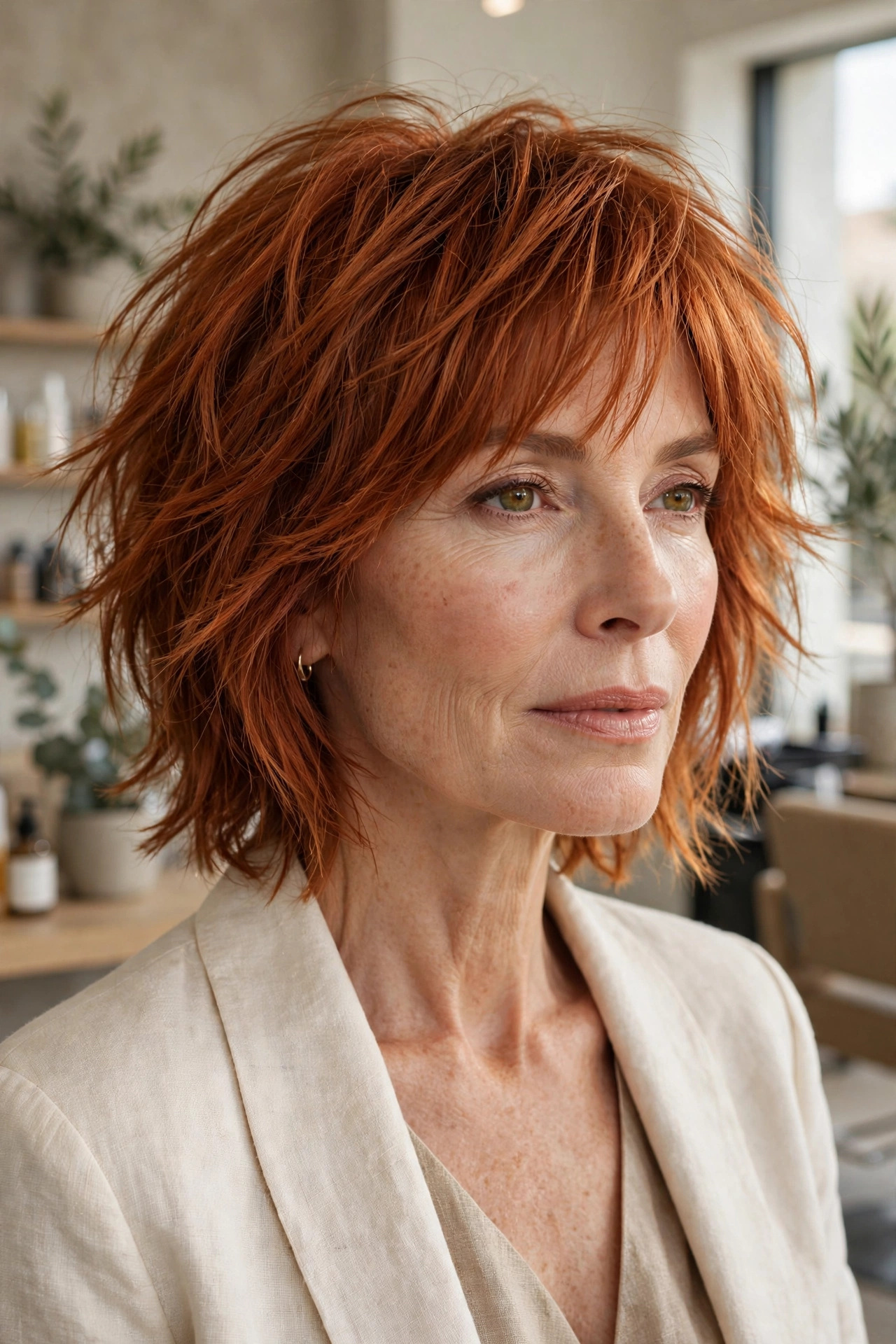 Copper-red tousled medium shag