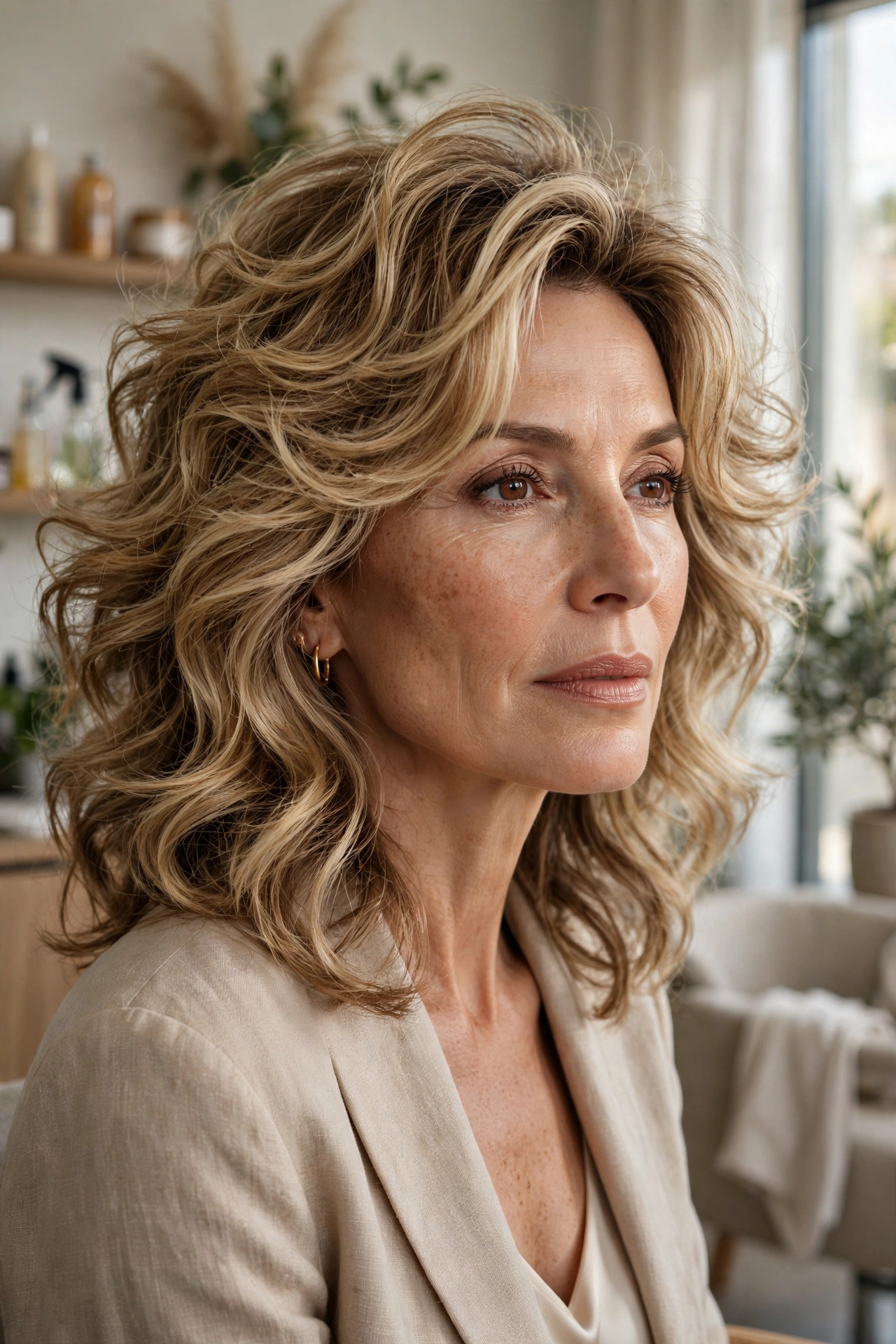 Voluminous wavy medium shag with big waves