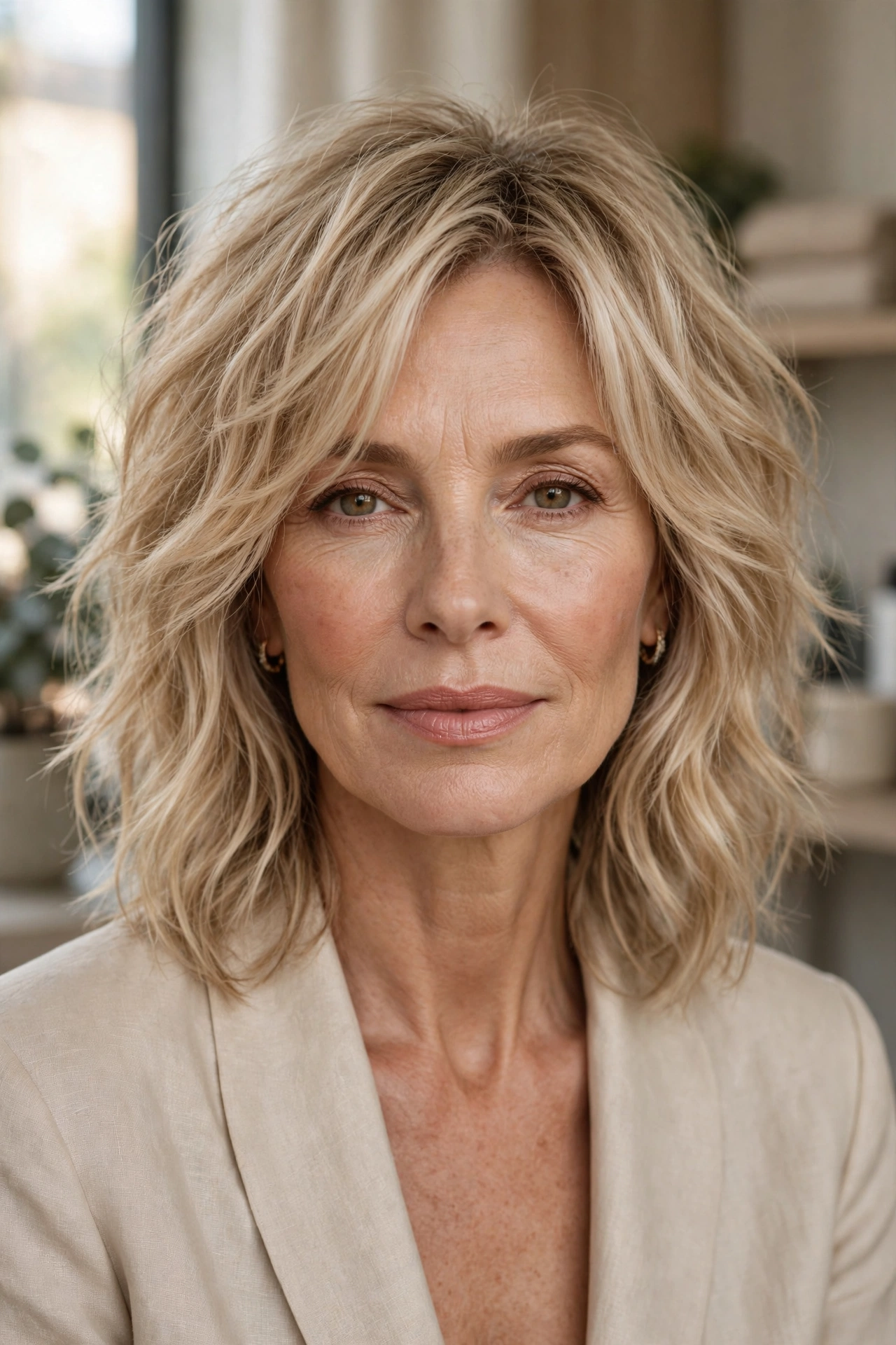 Champagne blonde medium shag