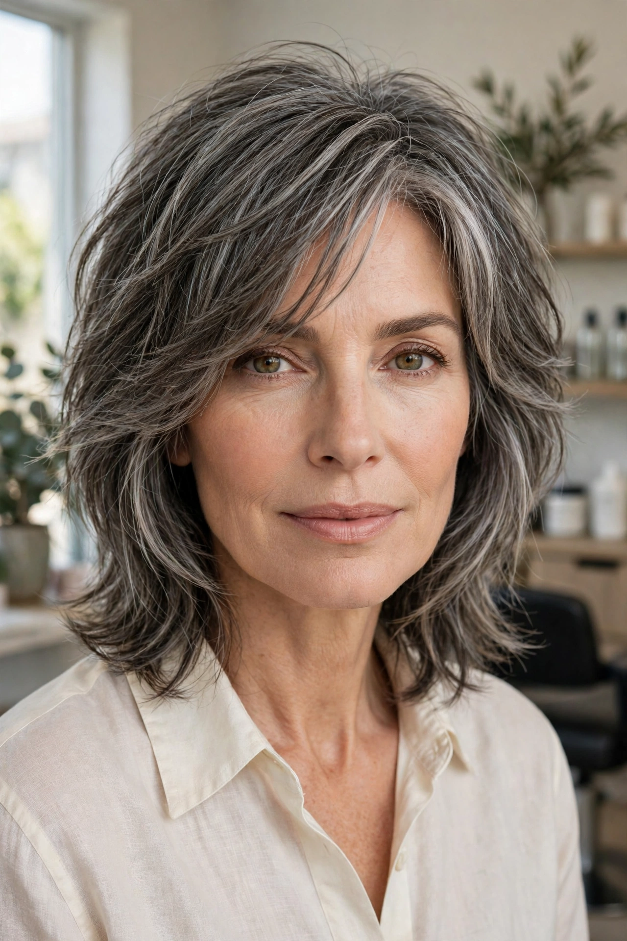 Soft gray-blend medium shag