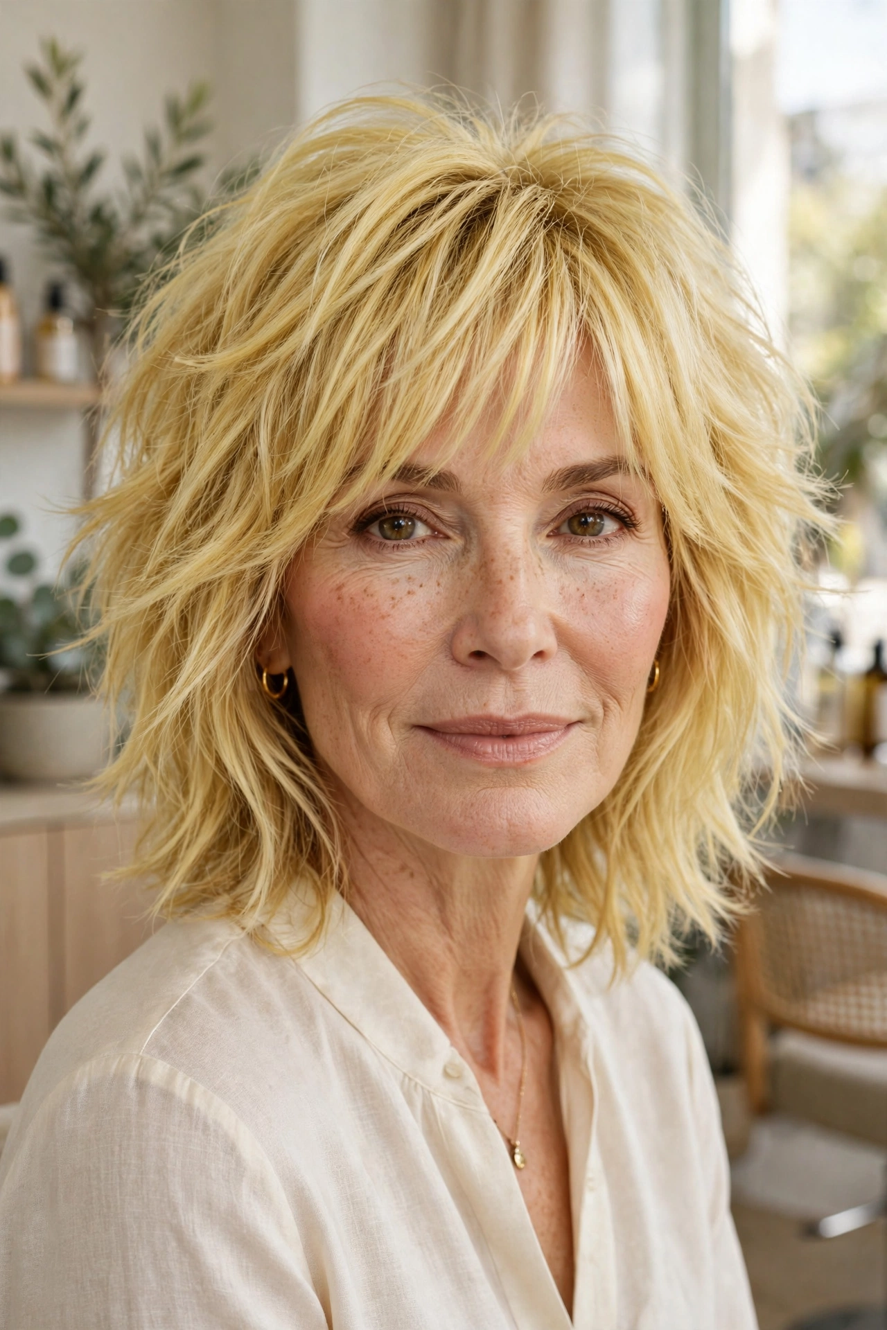 Lemon-zest blonde medium shag