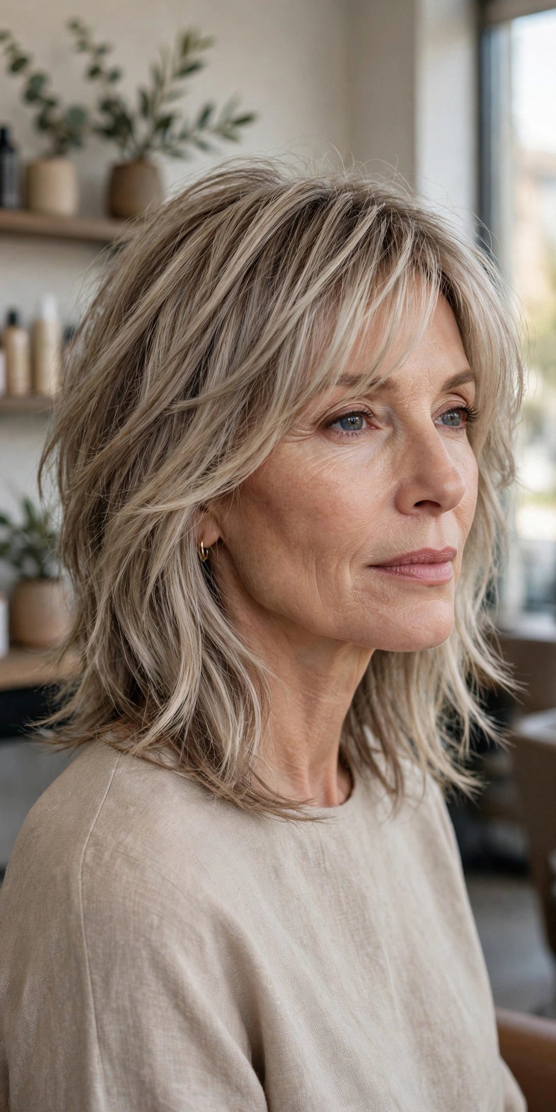 Mushroom blonde medium shag