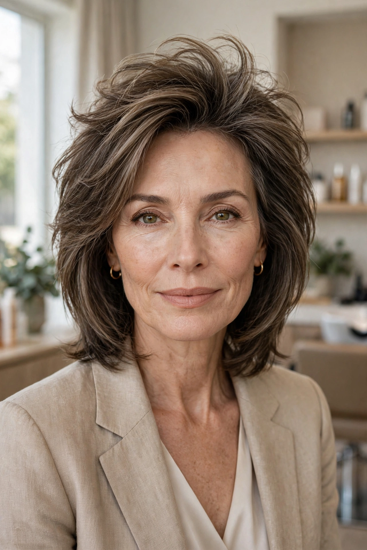 Airy crown medium shag with height on top