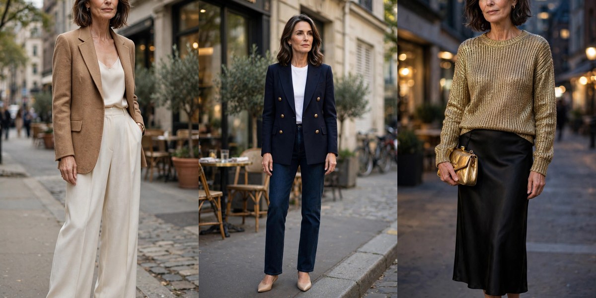 19 outfits that look expensive over 50 - rich-looking combinations collage