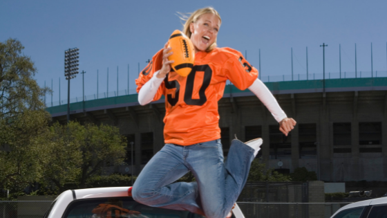 Day Game: Burnt Orange Sweater + Cream Jeans + Sneakers - outfit idea for women over 50
