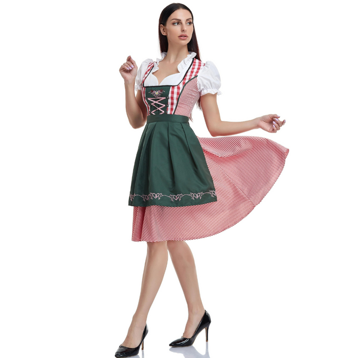 Classic Green Dirndl + Red Apron + Full Accessories ️ - outfit idea for women over 50