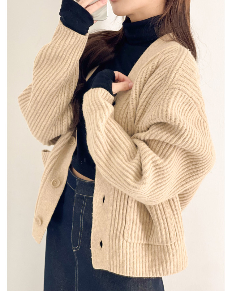 Chunky Cream Cardigan + Black Turtleneck + Black Slim-Straight Jeans - outfit idea for women over 50